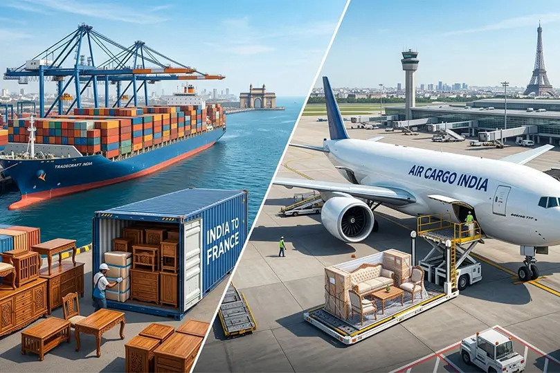 container-vs-air-freight-furniture-export-india-france