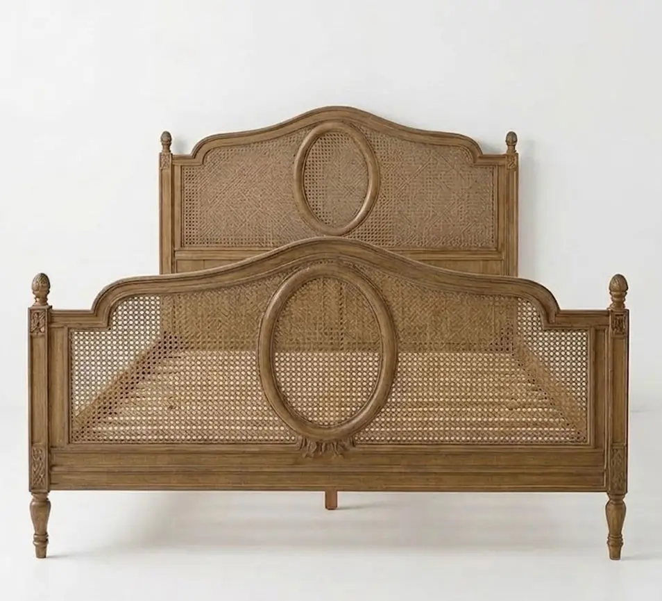 The Chamonix Rattan Medallion Wooden Bed