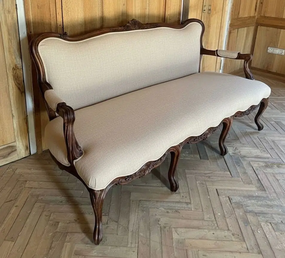 Charrming Wood Upholstered Love Seat