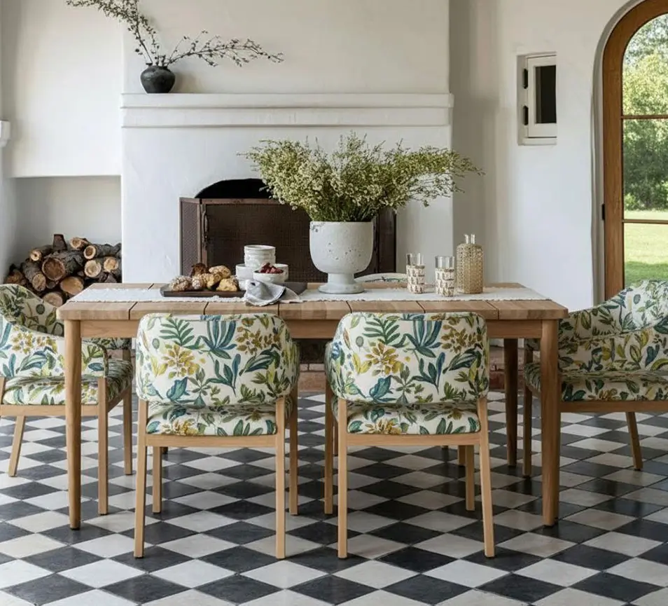 Rectangular Table With Upholstered Style Chairs Dining Set